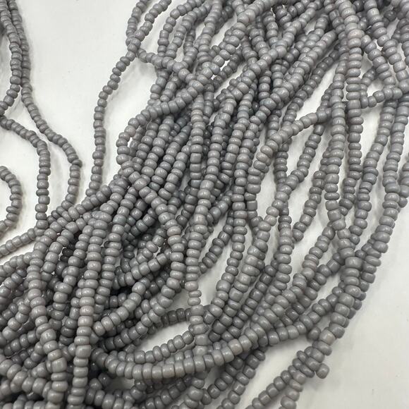 Purple grey chunky beaded necklace Multi strand Beads Statement Silver tone - Picture 3 of 8